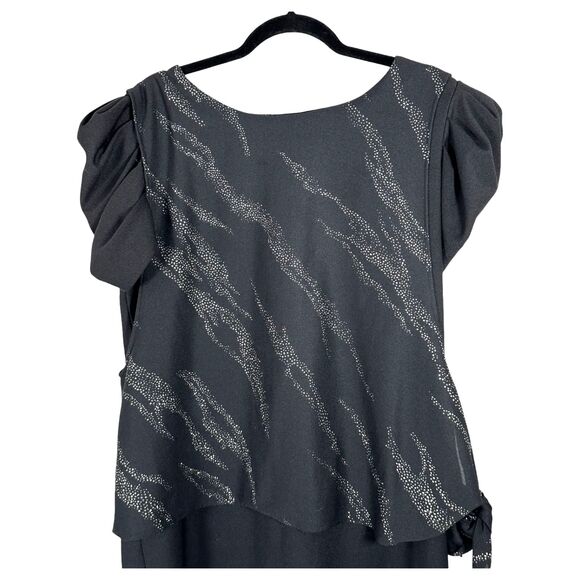 Glamax Vintage Black Sparkle Glitter Midi Dress Size 17-18 - Picture 4 of 6